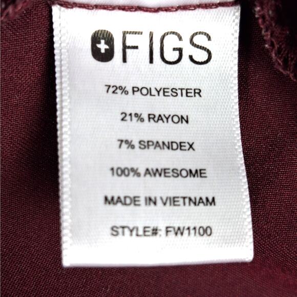 Figs Scrub Top Womens XL Burgundy Casma Three Pocket Medical Uniform Nursing - Picture 5 of 6